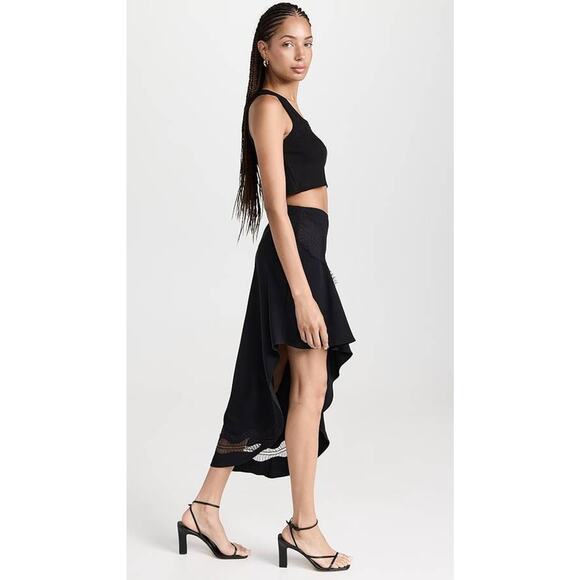 ALC Dixie Asymmetrical Flounce Hem Skirt in Black 6 - Picture 2 of 4